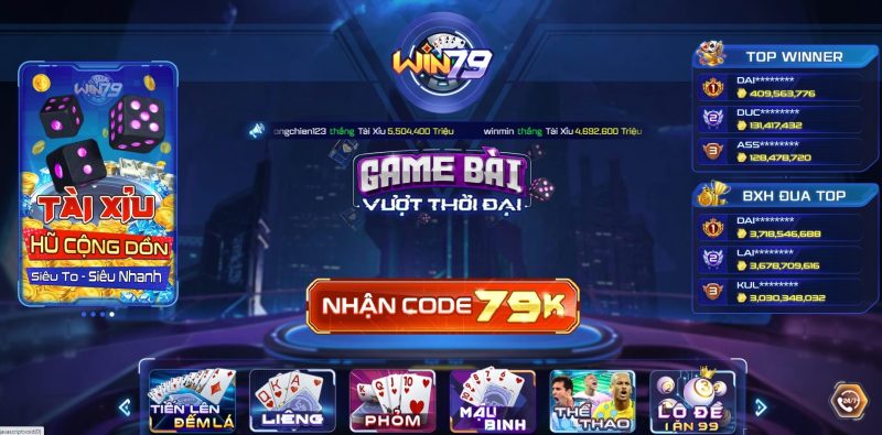 Giao diện game bài win79